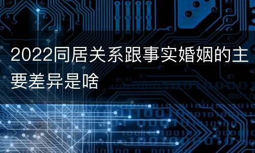 2022同居关系跟事实婚姻的主要差异是啥