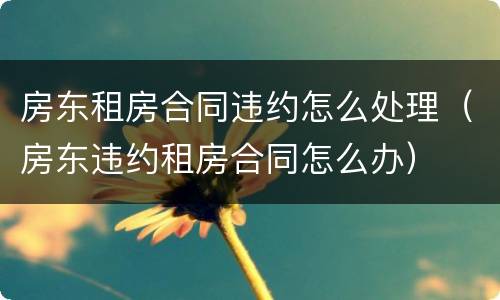 房东租房合同违约怎么处理（房东违约租房合同怎么办）