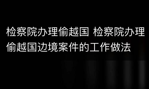检察院办理偷越国 检察院办理偷越国边境案件的工作做法
