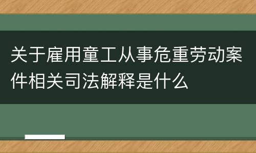 关于雇用童工从事危重劳动案件相关司法解释是什么