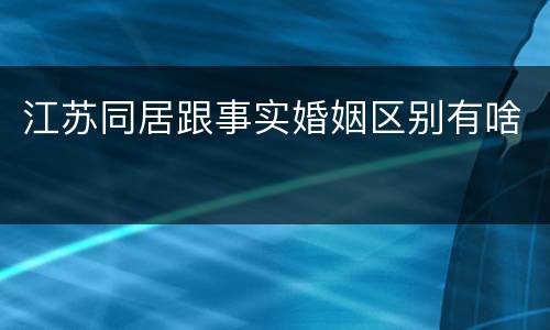 江苏同居跟事实婚姻区别有啥