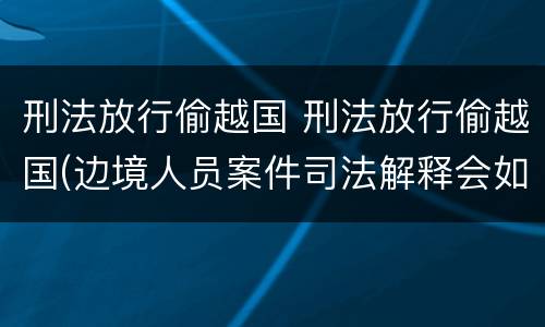 刑法放行偷越国 刑法放行偷越国(边境人员案件司法解释会如何规定