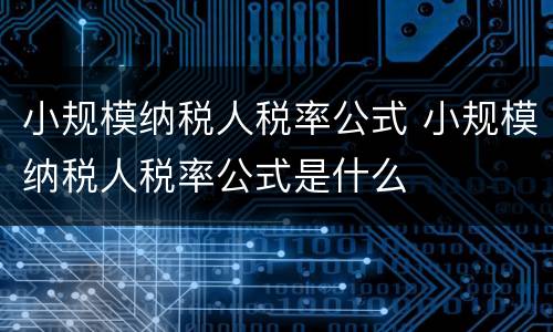 小规模纳税人税率公式 小规模纳税人税率公式是什么