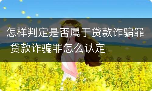 怎样判定是否属于贷款诈骗罪 贷款诈骗罪怎么认定