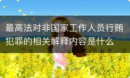 最高法对非国家工作人员行贿犯罪的相关解释内容是什么