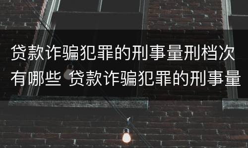贷款诈骗犯罪的刑事量刑档次有哪些 贷款诈骗犯罪的刑事量刑档次有哪些标准