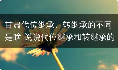 甘肃代位继承、转继承的不同是啥 说说代位继承和转继承的区别