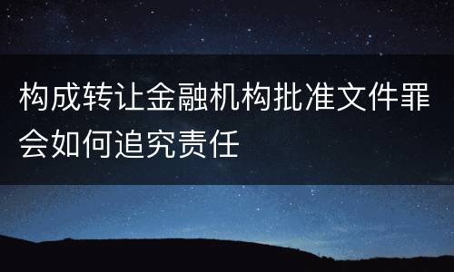 构成转让金融机构批准文件罪会如何追究责任