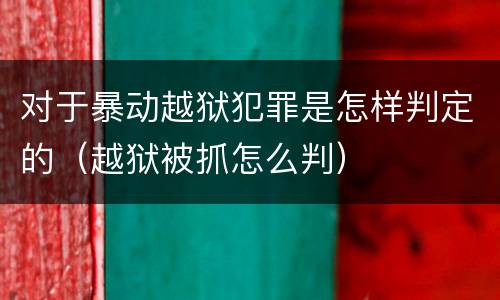 对于暴动越狱犯罪是怎样判定的（越狱被抓怎么判）