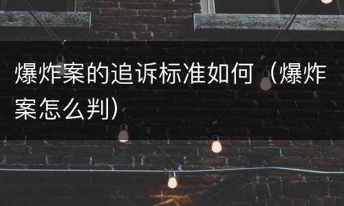 爆炸案的追诉标准如何（爆炸案怎么判）