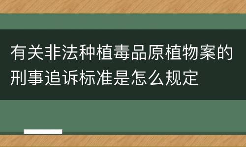 有关非法种植毒品原植物案的刑事追诉标准是怎么规定