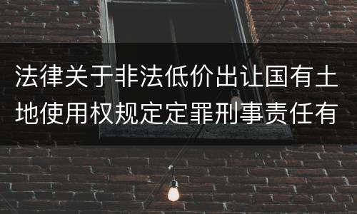 法律关于非法低价出让国有土地使用权规定定罪刑事责任有哪些