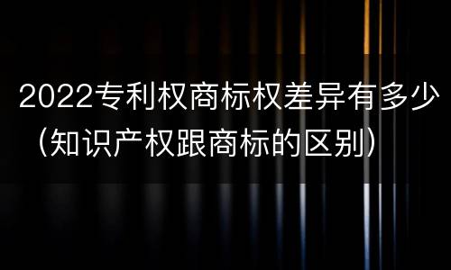 2022专利权商标权差异有多少（知识产权跟商标的区别）