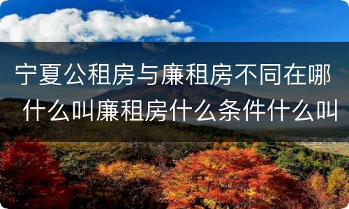 宁夏公租房与廉租房不同在哪 什么叫廉租房什么条件什么叫公租房