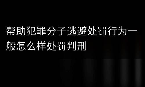帮助犯罪分子逃避处罚行为一般怎么样处罚判刑