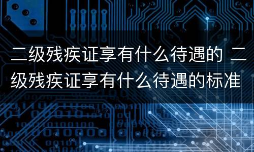 二级残疾证享有什么待遇的 二级残疾证享有什么待遇的标准