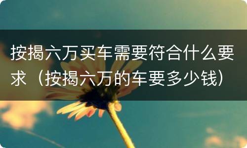 按揭六万买车需要符合什么要求（按揭六万的车要多少钱）