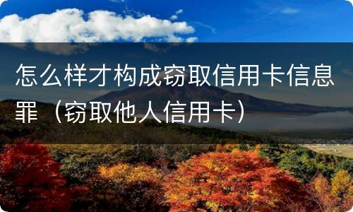怎么样才构成窃取信用卡信息罪（窃取他人信用卡）