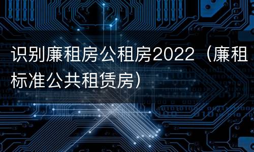 识别廉租房公租房2022（廉租标准公共租赁房）