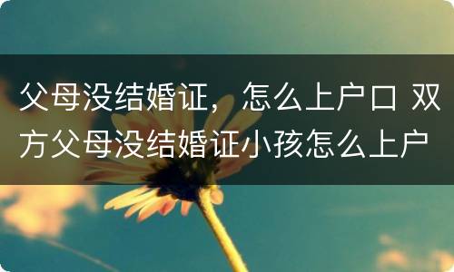 父母没结婚证，怎么上户口 双方父母没结婚证小孩怎么上户口