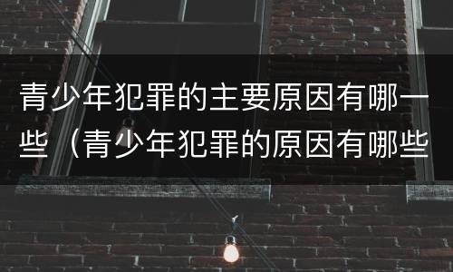 青少年犯罪的主要原因有哪一些（青少年犯罪的原因有哪些?）
