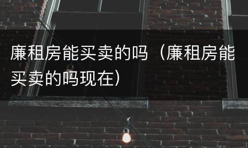 廉租房能买卖的吗（廉租房能买卖的吗现在）