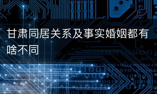 甘肃同居关系及事实婚姻都有啥不同