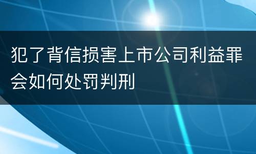 犯了背信损害上市公司利益罪会如何处罚判刑