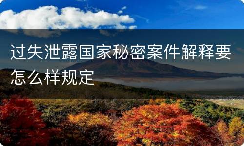过失泄露国家秘密案件解释要怎么样规定