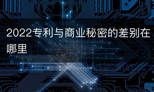 2022专利与商业秘密的差别在哪里