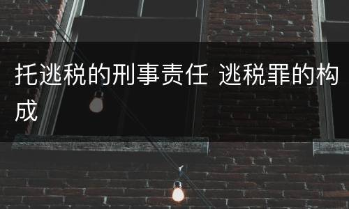 托逃税的刑事责任 逃税罪的构成