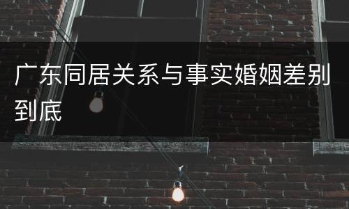 广东同居关系与事实婚姻差别到底
