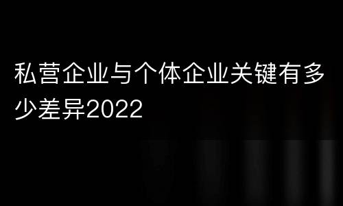 私营企业与个体企业关键有多少差异2022