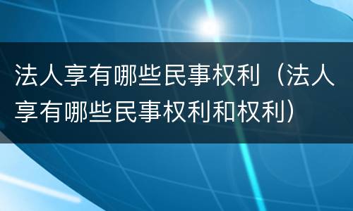 法人享有哪些民事权利（法人享有哪些民事权利和权利）