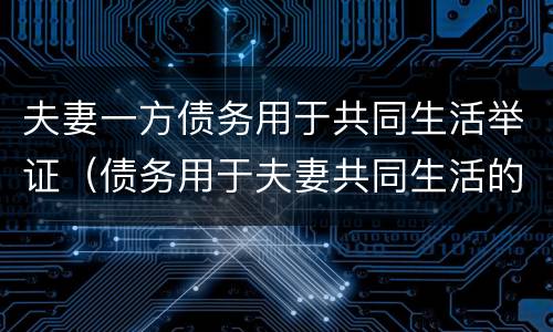 夫妻一方债务用于共同生活举证（债务用于夫妻共同生活的举证责任）