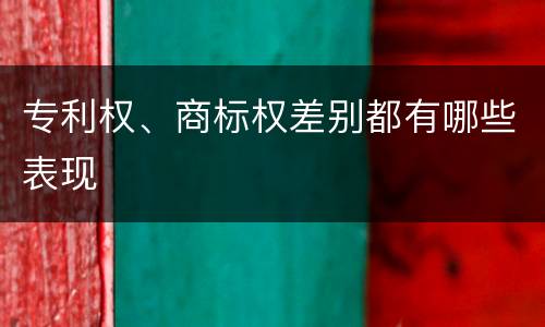 专利权、商标权差别都有哪些表现