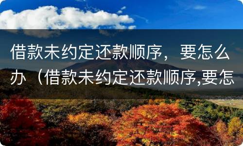 借款未约定还款顺序，要怎么办（借款未约定还款顺序,要怎么办呢）