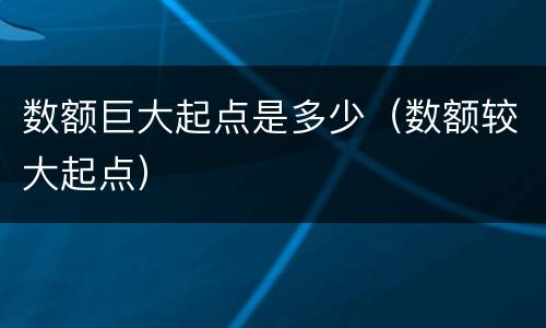 数额巨大起点是多少（数额较大起点）