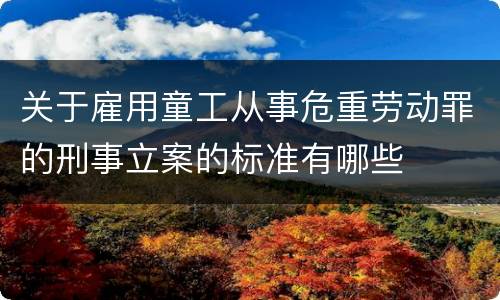 关于雇用童工从事危重劳动罪的刑事立案的标准有哪些