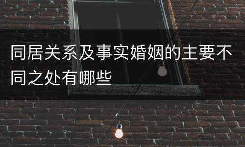同居关系及事实婚姻的主要不同之处有哪些