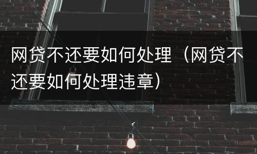 网贷不还要如何处理（网贷不还要如何处理违章）