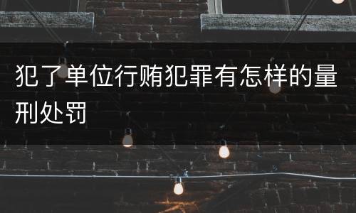 犯了单位行贿犯罪有怎样的量刑处罚