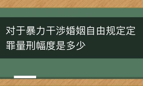 对于暴力干涉婚姻自由规定定罪量刑幅度是多少