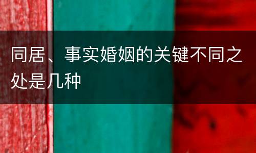 同居、事实婚姻的关键不同之处是几种