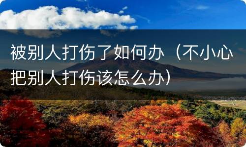 被别人打伤了如何办（不小心把别人打伤该怎么办）
