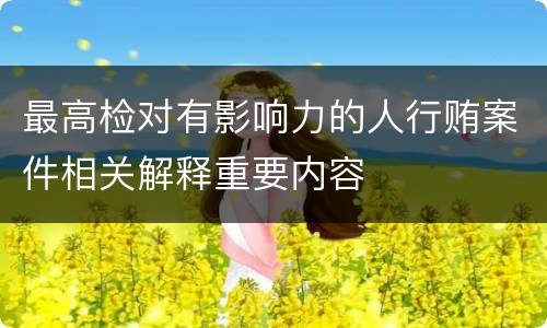 最高检对有影响力的人行贿案件相关解释重要内容