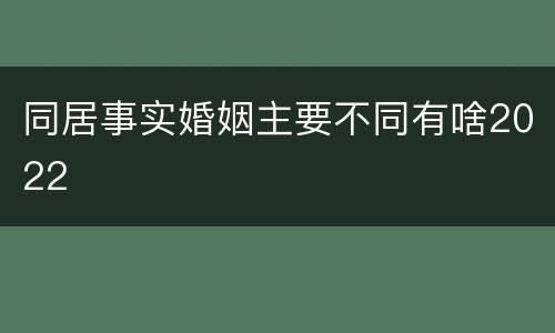 同居事实婚姻主要不同有啥2022