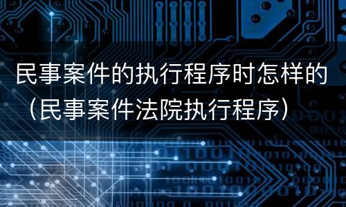 民事案件的执行程序时怎样的（民事案件法院执行程序）