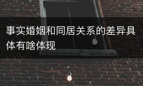 事实婚姻和同居关系的差异具体有啥体现