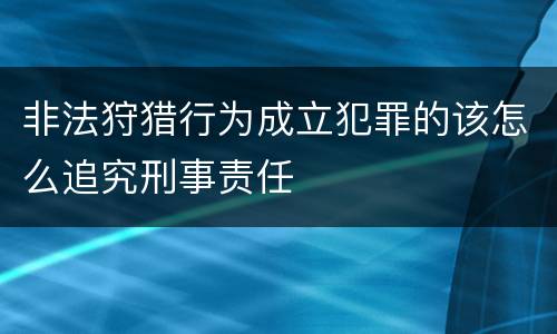 非法狩猎行为成立犯罪的该怎么追究刑事责任